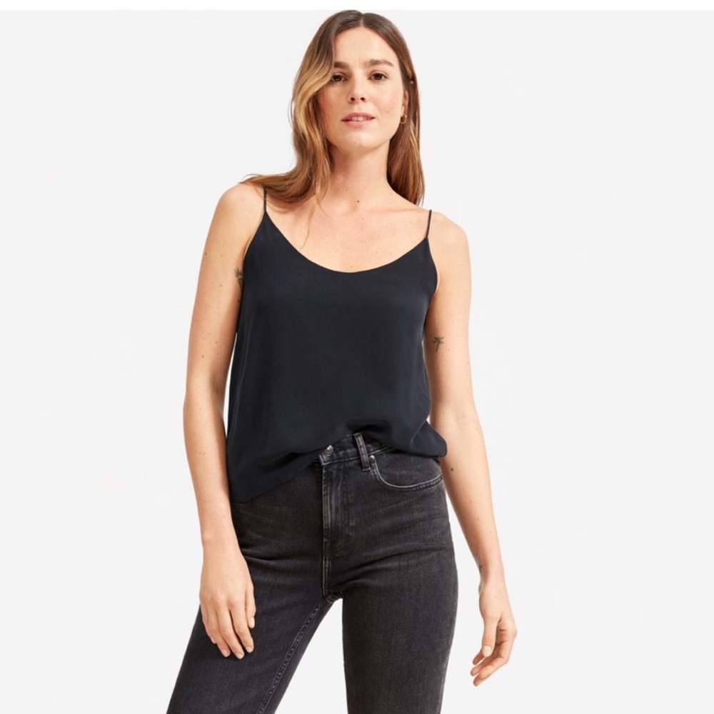 Everlane 100% silk black cami spaghetti strap top